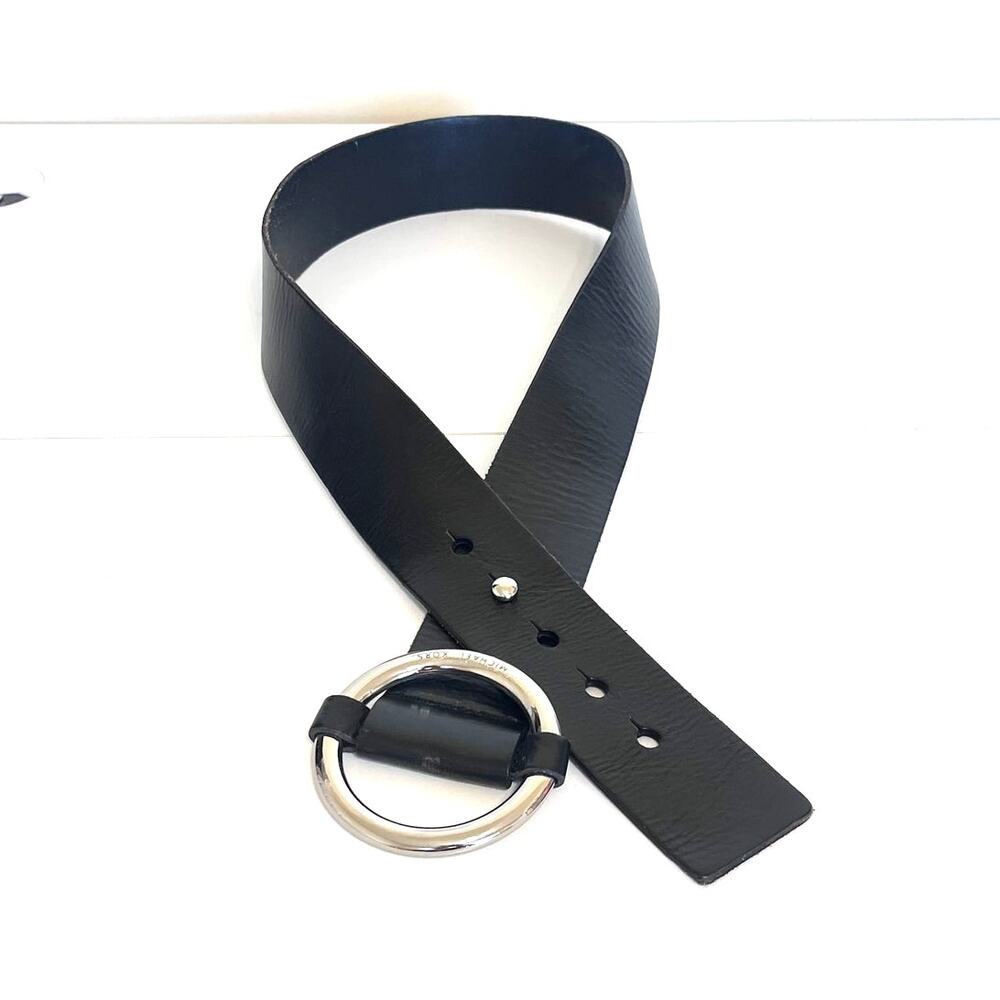 Michael Kors Leather Wide Women Statement Belt Size S Black Silver Buckle 553219